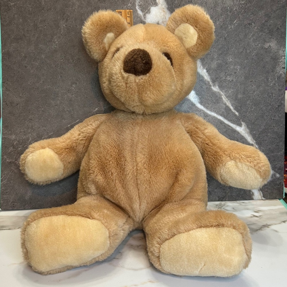 Vintage 1990 Baby Gund Teddy Bear Plush Stuffed Animal Tan Brown 12 Inch